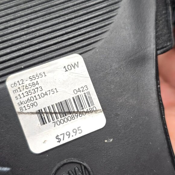 NWT Lane Bryant 10W Black Big Tortoise Buckle Slip on Sandals Slides Flats - Picture 7 of 7